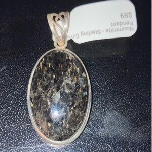 Elegant Nuummite Pendant Necklace, sterling silver S925.